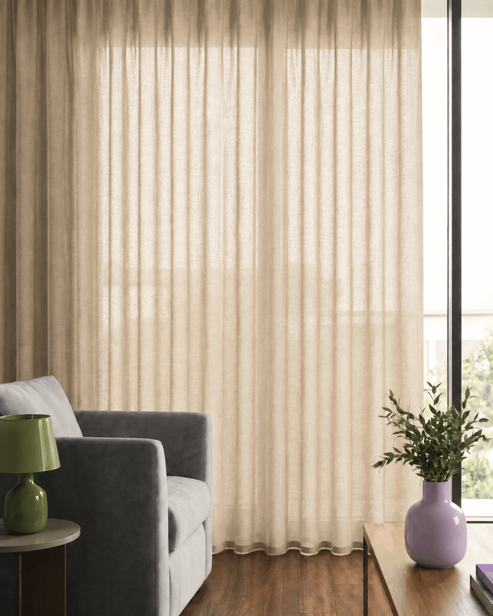 ARUBA – Lichtdämpfende Wave-Gardine, Warmbeige – wavegardin