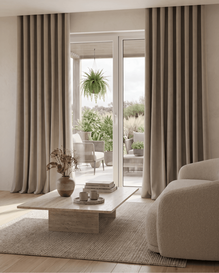 NOVA – Wave-Verdunkelungsgardine, Warmbeige – wavegardin